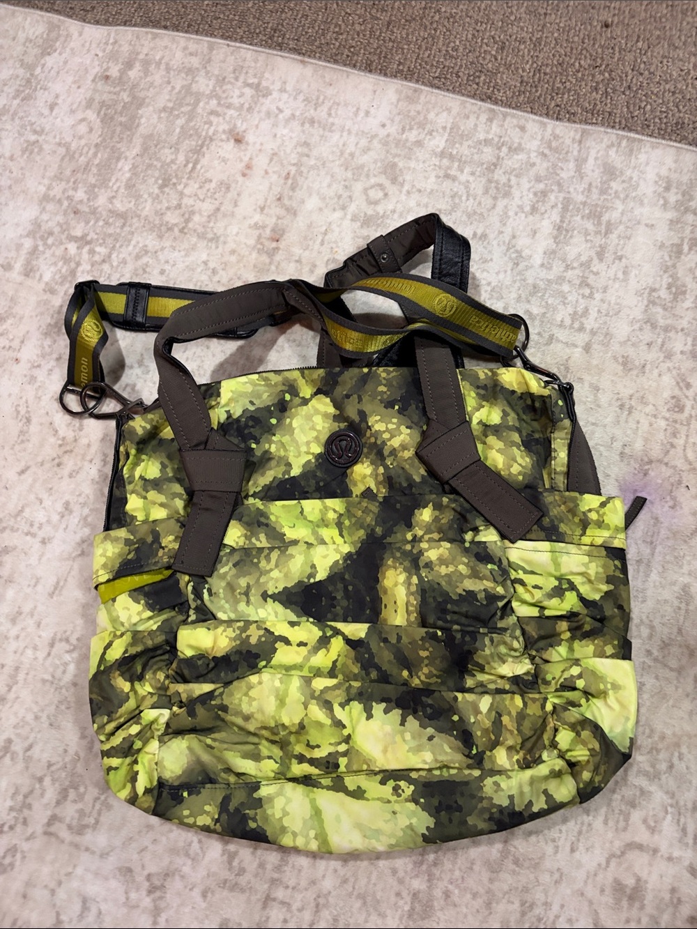 lululemon athletica Neon Green Camo Convertible Tote